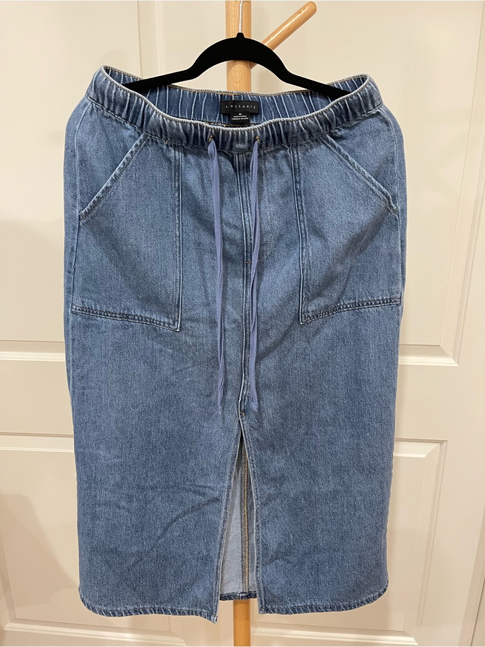 Sanctuary Women’s Medium Blue Denim Drawstring Midi Skirt